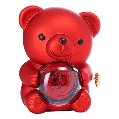 Urso Rotativo com Colar Dois Corações