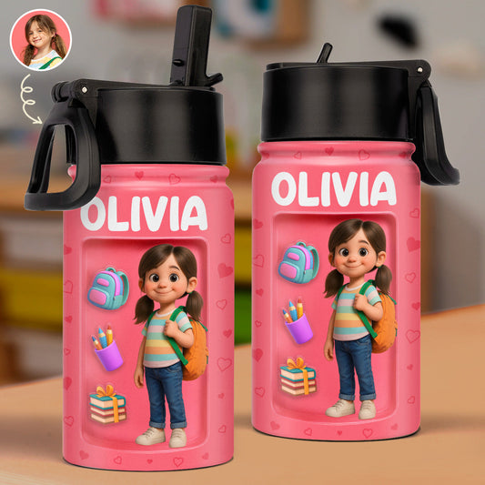 Garrafa Infantil 3D Personalizada | Volta às Aulas com Diversão e Estilo
